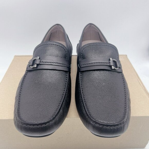 Salvatore Ferragamo BLACK Pebble Leather Remar Driving Loafers Shoe Mens US 13 E - Picture 4 of 13